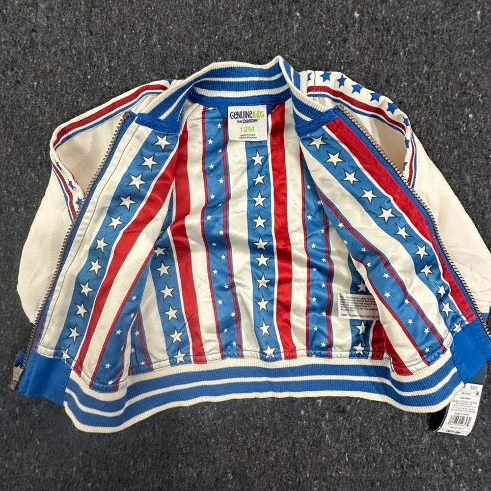 Genuine Kids Oshkosh Bomber Jacket Unisex 12M Blue Americana Star Cannon BAM!